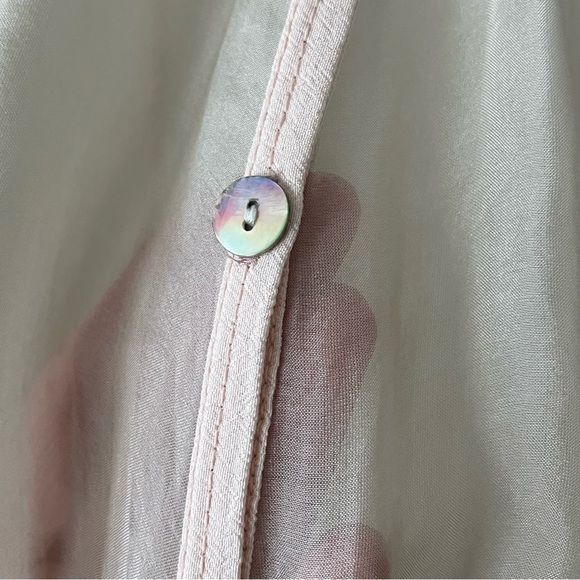 Scandal Silk Blend Pink and Cream V Neck Oversized Blouse Tunic Sheer Flowy Lg - Picture 6 of 14